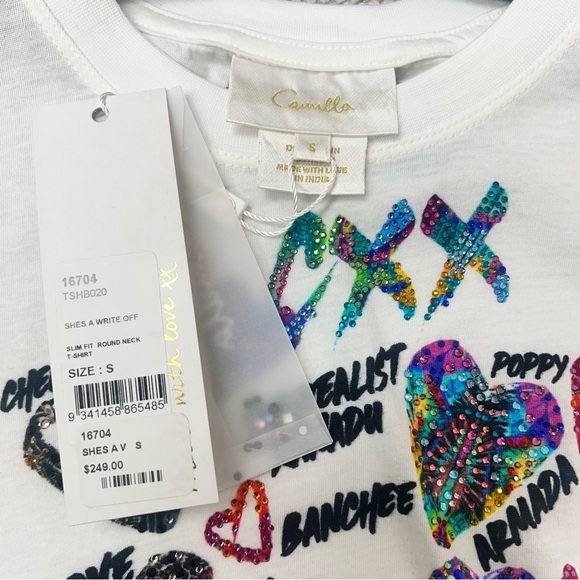 Camilla Women's Slim Fit Round Neck T-shirt in Shes A Write Off Print - Picture 2 of 5